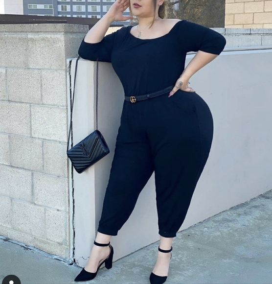 Black Jumpsuit with Elastic Waist and Tapered Legs - Picture 1 of 6